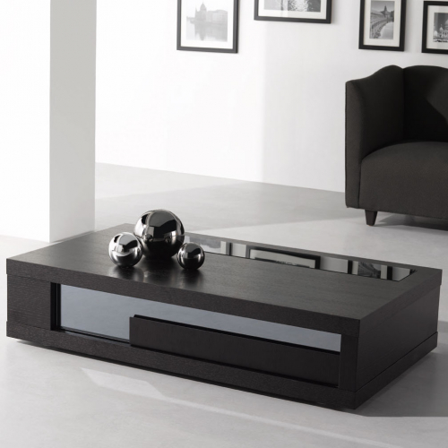 Modern Coffee Table 900 in Wenge Veneer & Glass