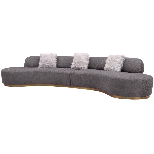 Moon Sectional Sofa in Dark Grey Fabric & Brass