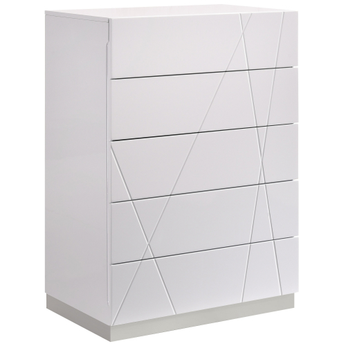 Naples 5 Drawer Chest in White Lacquer