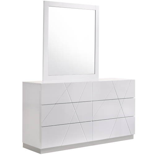 Naples Dresser & Mirror in White Lacquer