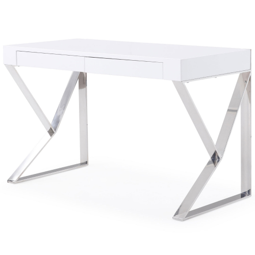 Noho Desk in Gloss White & Chrome