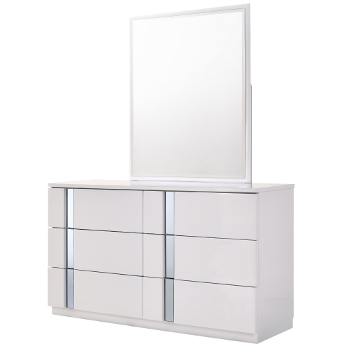 Palermo Dresser & Mirror in White Lacquer, Mirror, & Chrome