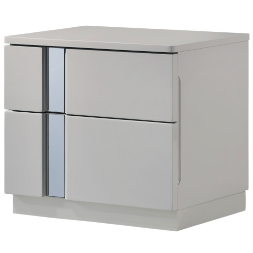 Palermo Nightstand in Grey Lacquer, Mirror, & Chrome (Set of 2)