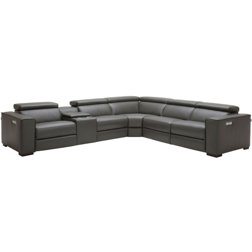 Picasso 6 Piece Motion Sectional Sofa in Dark Grey Top Grain Leather