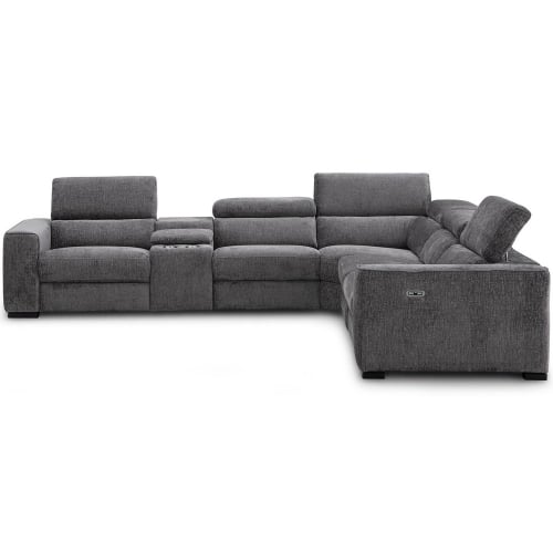 Picasso Power Sectional Sofa in Dark Grey Fabric