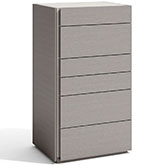 Porto 6 Drawer Chest in Grey Wood Veneer & Light Grey Lacquer