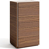 Porto 6 Drawer Chest in Walnut Veneer & Light Grey Lacquer