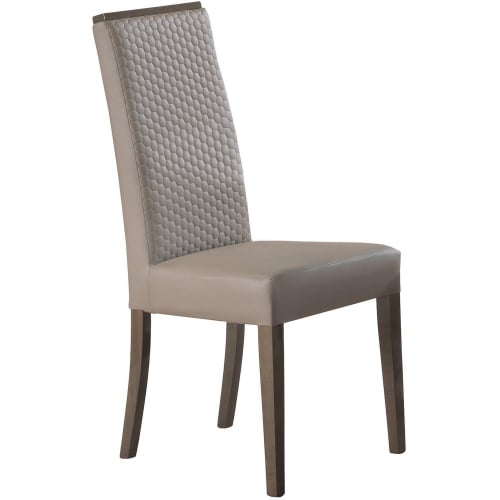 Portofino Dining Chair in Quilted Beige Eco Leather & Gloss Oak Finish