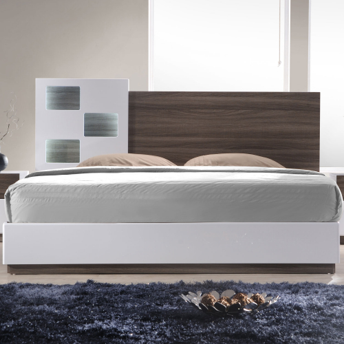 Sanremo A King Bed in Walnut Veneer & White Lacquer