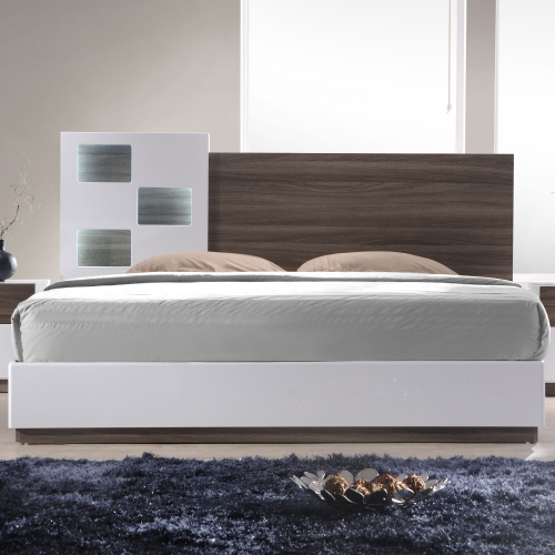 Sanremo A Queen Bed in Walnut Veneer & White Lacquer