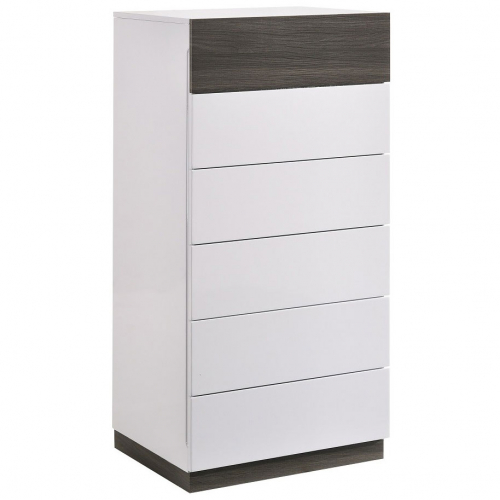 Sanremo B Chest in High Gloss White Lacquer & Walnut Veneer