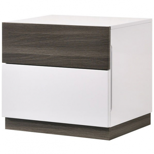 Sanremo B Nightstand in Gloss White Lacquer & Walnut Veneer (Set of 2)