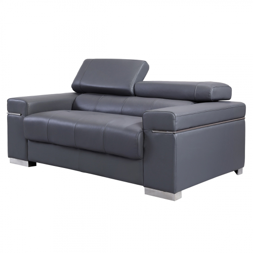 Soho Modern Loveseat in Grey Leather