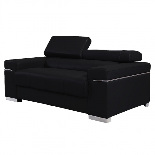 Soho Modern Loveseat in Black Leather