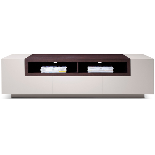 65" Contemporary TV Stand in High Gloss Light Grey