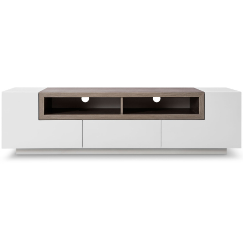 TV002 65" TV Stand in High Gloss White & Grey Veneer