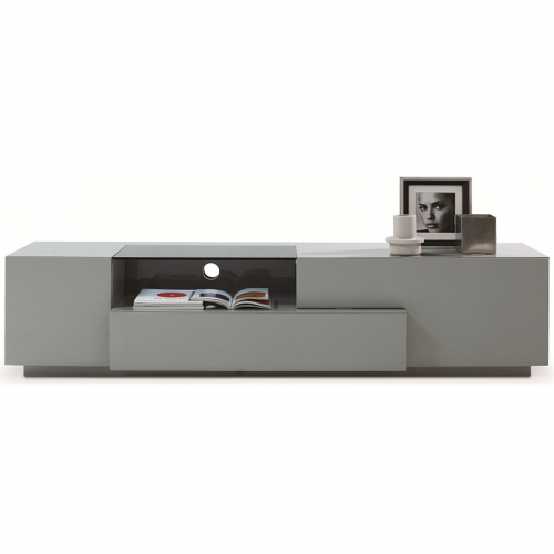 70" Contemporary TV Stand in Grey Lacquer