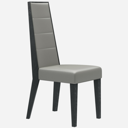 Valentina Dining Chair in Gloss Grey Lacquer & Grey Eco Leather (Set of 2)