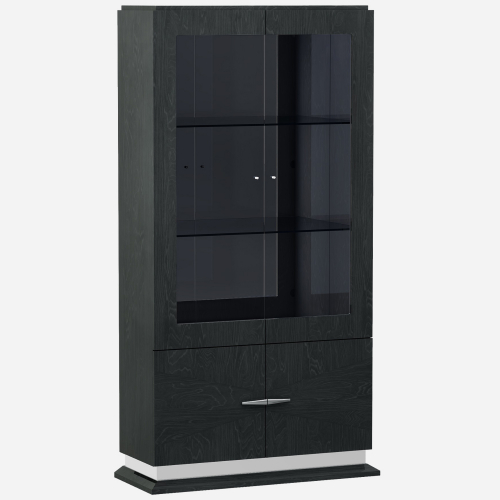 Valentina Vitrine Curio Cabinet in High Gloss Grey Lacquer