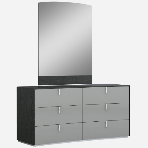 Vera Dresser & Mirror Set in Grey Lacquer