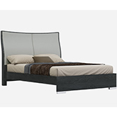 Vera Queen Bed in Grey Lacquer w/ Eco Leather Headboard