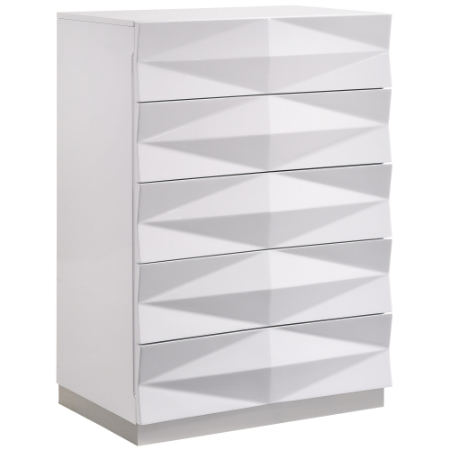 Verona 5 Drawer Chest in White Lacquer