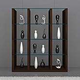 Float Wall Unit Bookcase in Timber Chocolate Oak with Glass Shelves