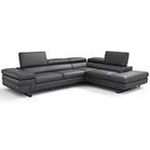 Rimini Sectional Sofa w/ Right Chaise in Dark Grey Top Grain Leather