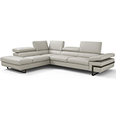 Rimini Sectional Sofa w/ Left Chaise in Light Grey Top Grain Leather