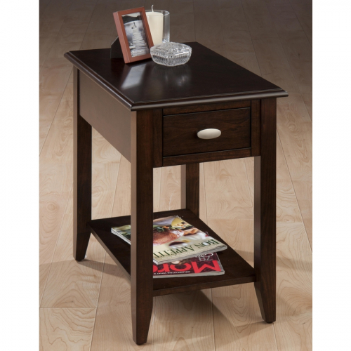 Merlot Chair Side Table w/ Drawer & Shelf