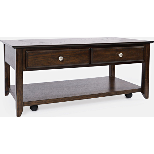 Modern Espresso 4 Drawer Coffee Table in Espresso Brown Wood