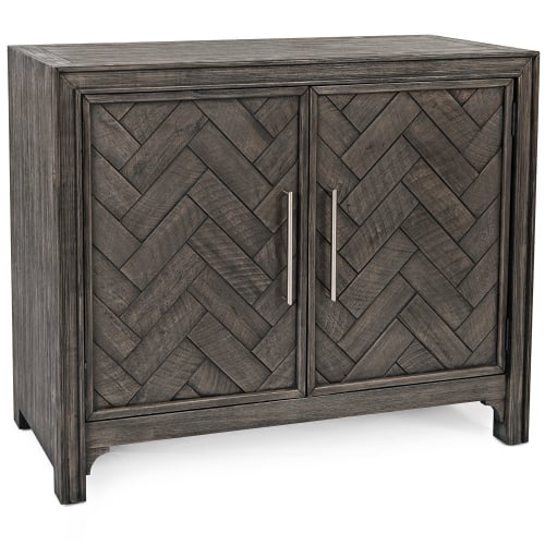 Gramercy 40" 2 Door Chevron Accent Cabinet in Brushed Platinum