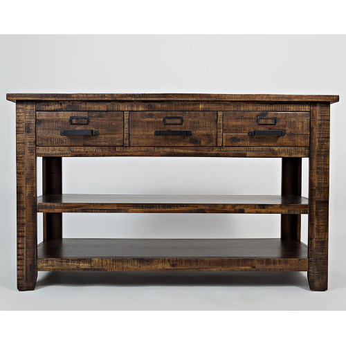 Cannon Valley Sofa Table w/ 3 Drawers & 2 Shelves in Distressed Wood