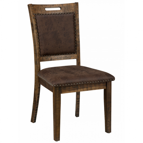 Cannon Valley Dining Chair in Distressed Acacia & Leatherette (Set of 2)