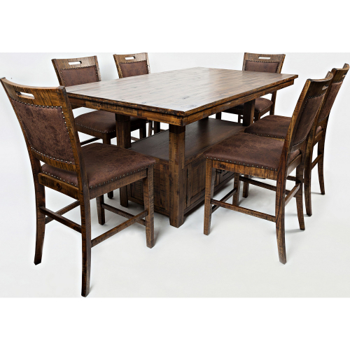 Cannon Valley 7 Piece Counter Dining Set in Distressed Wood & Leatherette