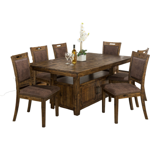 Cannon Valley 7 Piece Dining Set in Distressed Wood & Leatherette