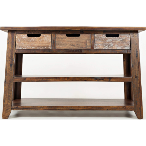 Painted Canyon Sofa Table w/ 3 Drawers & 2 Shelves in Distressed Acacia