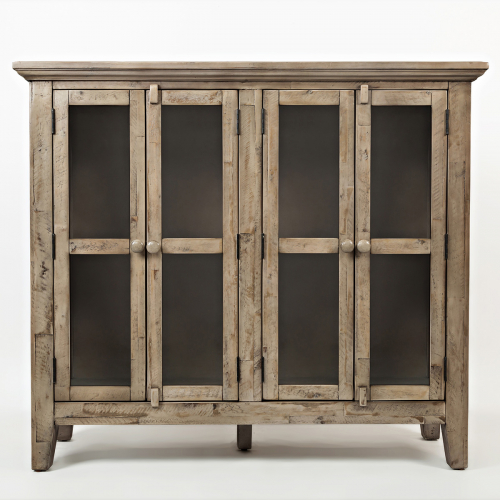 Rustic Shores Watch Hill 48" Accent Cabinet in Distressed Weathered Grey w/ Glass Doors