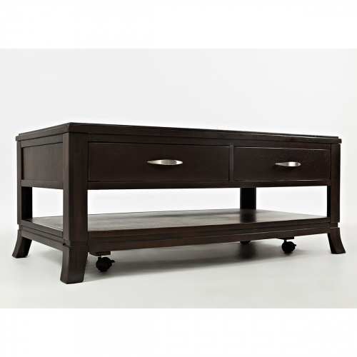 Downtown Cocktail Table in Dark Merlot w/ Brushed Nickel Hardware