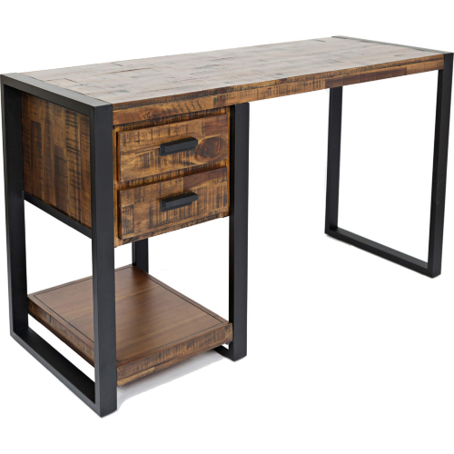 Loftworks 2 Drawer Desk in Distressed Acacia & Metal