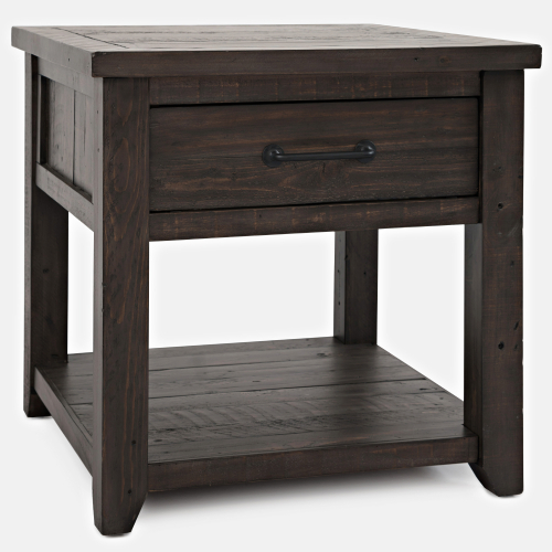 Madison County Harris End Table in Distressed Barnwood Brown