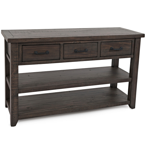 Madison County Harris 3 Drawer Console Table in Distressed Barnwood Brown