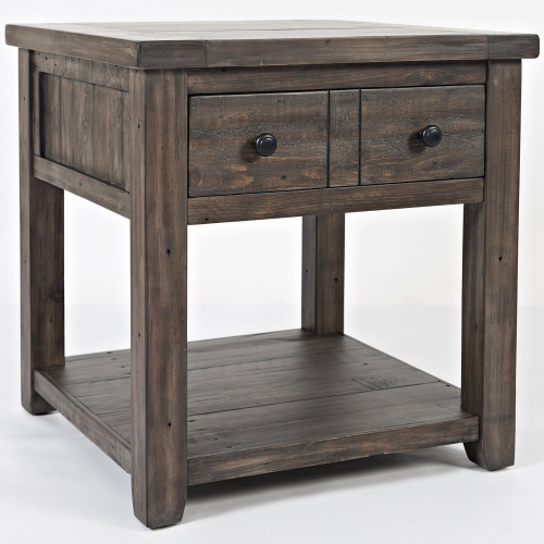 Madison County End Table in Distressed Barnwood Brown