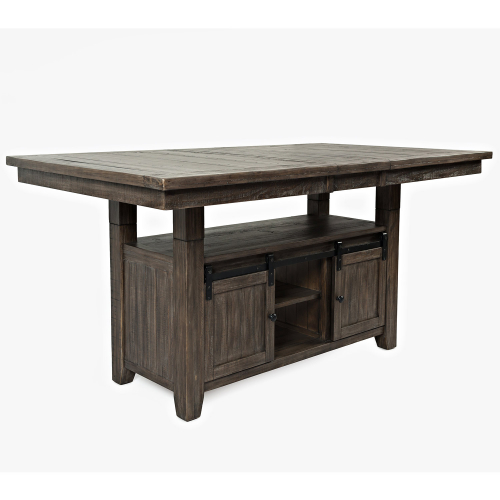 Madison County 60" High Low Ext Dining Table in Distressed Barnwood Brown