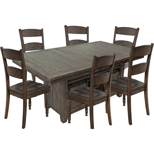 Madison County 7 Piece Storage Dining Set in Reclaimed Barnwood Brown Pine