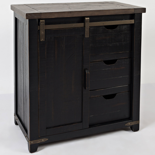 Madison County 32" Barn Door Accent Cabinet in Vintage Black & Barnwood