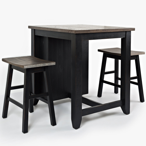 Madison County 3 Piece Counter Height Dining Set in Vintage Black & Barnwood