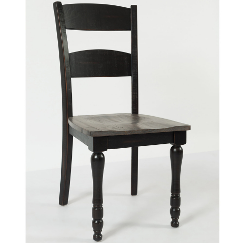 Madison County Ladderback Dining Chair in Vintage Black & Barnwood (Set of 2)