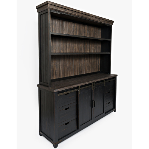 Madison County Hutch Server in Vintage Black & Barnwood