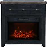 Madison County 32" Console TV Stand w/ Electric Fireplace in Antique Black Wood